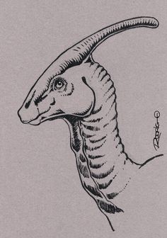 a drawing of an animal with long horns