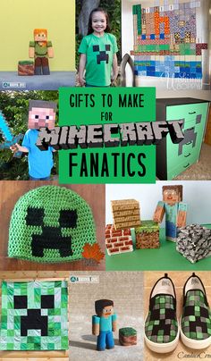 the cover of gifts to make for minecraft fanaticss, with pictures of items and text that reads gifts to make for minecraft fanatics