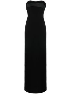 Luxury Bandeau Maxi Dress For Women, Luxury Maxi Length Strapless Dress For Gala, Luxury Formal Maxi Dress With Adjustable Straps, Luxury Black Elastane Maxi Dress, Luxury Maxi Dress With Fitted Bodice And Spaghetti Straps, Luxury Stretch Sleek Maxi Dress, Luxury Silk Strapless Maxi Dress, Luxury Black Strapless Maxi Dress, Luxury Strapless Maxi Dress For Dinner