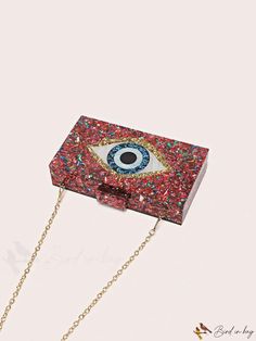 BirdinBag - Evil Eye Pattern Small Box Bag - The Perfect Purse for Weddings, Proms & Parties Rectangular Portable Box Bag Gift, Red Rectangular Box Bag, Multicolor Rectangular Case Bag For Gift, Rectangular Box Bag For Gifts, Gift Multicolor Rectangular Case Bag, Multicolor Rectangular Gift Bag, Rectangular Evening Bag For Events, Red Rectangular Box Bag For Party, Rectangular Red Box Bag For Party