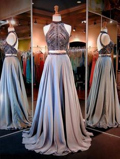 Baju Kahwin, High Neck Prom Dress, 2 Piece Prom Dress, 파티 드레스, Stil Boho, Beaded Prom Dress, Piece Prom Dress, A Line Prom Dresses, Chiffon Prom Dress