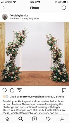 an instagram page with flowers and greenery on it