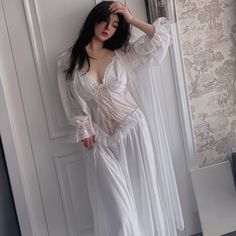 White Sleeping Gown, White Night Dress, Claire Elford, White Nightdress, Beautiful Nightgown, Lace Nightwear, Night Gown Dress, White Nightgown, Chemise Dress