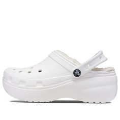 (WMNS) Crocs Classic Platform Lined Clogs 'White' 207938-100 Fashion Performance, Stylish Sneakers, Perfect Pair, Clogs, Your Perfect, The 100, Media, Sneakers, White