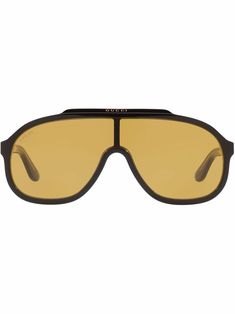 Black/brown pilot-frame sunglasses from GUCCI EYEWEAR featuring pilot frame, yellow tinted lenses, straight arms and curved tips. These glasses come with a protective case.. | Gucci Eyewear Pilot-Frame Sunglasses Manifest 2024, Goth Wardrobe, Pilot Glasses, Sunglasses Trend, Dope Fits, Gucci Eyewear, Trending Sunglasses, Fashion House, Sunglass Frames