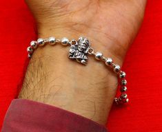 Silver Bracelets For Navratri, Silver Bracelet For Navratri Festive Occasion, Krishna Bracelet, Silver Rakhi For Brother, Nickel-free Sterling Silver Spiritual Bracelet Gift, Lord Krishna, Krishna, Best Gifts, 925 Sterling Silver