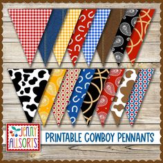 the printable cowboy pennants are ready to be hung up in any color scheme