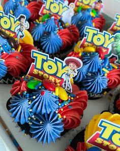 cupcakes with toy story characters on them