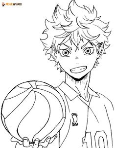 an anime character holding a basketball ball