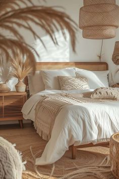 Modern boho bedroom decor ideas with aesthetic and neutral decor Boho Coastal Bedroom, Small Bedroom Decor Ideas, Modern Boho Bedroom, Affordable Bedroom, Neutral Bedroom Decor, Boho Style Bedroom, Interior Vintage, Bedroom Decor Cozy