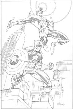 the captain america coloring page is shown in this image, it looks like he's flying