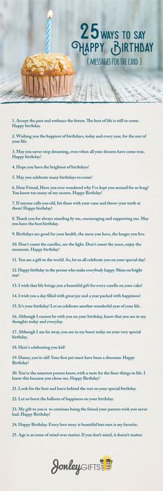 a birthday card with a cupcake on it and the words 25 ways to say happy birthday