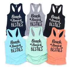 Beaches Booze & Besties Racerback, Beach Vacation Tank,Best Friend Tank, Matching Friend Tee,Trendy Summer Tanktop,Beaches Booze and Besties Hi There! We use one of the best quality t-shirt brands out there! Bella & Canvas. Super comfy, cozy and oh so soft! Did we also say Bella & Canvas shirts are Eco friendly and fair trade? Well yes they are! Here is some more info: * All Solid Colors are 100% Cotton. * All Heather Colors are combined with cotton and poly mix which makes them extra soft and s Matching Beach Shirts, Beaches Booze And Besties, Group Vacation Shirts, Friends Trip, Matching Friend, T-shirt Print Design, Dinner Club, Friends Tee, Girls Trip Shirts