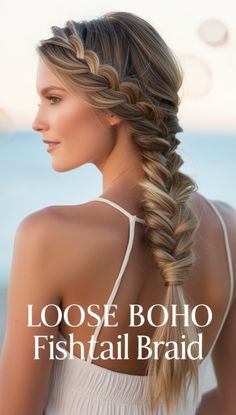 Effortless Side-Swept Braids for Beach Days 🌊 Boho Braids Vacation, Smeduim Knotless Boho, Boho Braids Maintenance, Bohemian Halter Top With Built-in Bra For Summer, Side Swept Braid