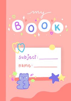 a book cover with an animal and stars on the front, and a name tag in the middle