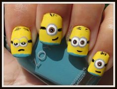 Southern Sister Polish: Minions! Minion Nail Art, Minion Nails, Girls Nail Designs, Nail Art For Kids, Cute Nail Polish, Despicable Me Minions, Funky Nail Art, Cute Minions, Despicable Me 2