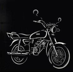 a black and white photo of a motorcycle on a dark background with the words yamaha written below it