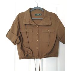 Beautiful,New Top ,Shirt Button Up , Excellent Quality, Modern Khaki Tops With Button Cuffs For Spring, Brown Cotton Utility Top, Brown Button-up Top With Buttoned Pockets, Trendy Collared Tops With Buttoned Pockets, Khaki Workwear Top With Buttoned Pockets, Brown Buttoned Shirt For Spring, Brown Shirt With Buttons For Spring, Brown Shirt With Buttons, Brown Button-up Top With Pockets