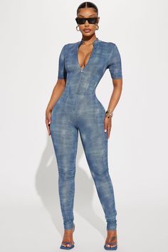 Available In Denim. Jumpsuit Denim Print Mock Neck Short Sleeve Faux Corset Detail Zipper Front Legging Stretch Disclaimer Print Placement May Vary Self 55% Rayon 40% Polyester 5% Spandex Imported | Dressed In Denim Jumpsuit size 2X by Fashion Nova Blue Stretch Denim Jumpsuit With Short Sleeves, Medium Wash Stretch Denim Jumpsuit With Short Sleeves, Medium Wash Fitted Denim Jumpsuit With Short Sleeves, Stretch Denim Jumpsuit With Short Sleeves In Medium Wash, Fitted Denim Jumpsuits And Rompers In Dark Wash, Stretch High Rise Medium Wash Jumpsuits And Rompers, Stretch Denim Jumpsuits And Rompers With Short Sleeves, Stretch Denim Jumpsuit With Short Sleeves, Trendy Stretch Denim Blue Jumpsuits And Rompers