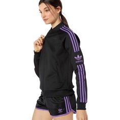 Style: Dv0132 Color: Black Gender: Womens Adidas Tracksuit Women Outfit, 70s Shorts, Adidas Og, Adidas Activewear, Shorts Adidas, Womens Adidas, Adidas Originals Women, Adidas Originals Superstar, Purple Jacket