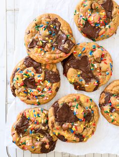 chocolate chip cookies with sprinkles and colored candy