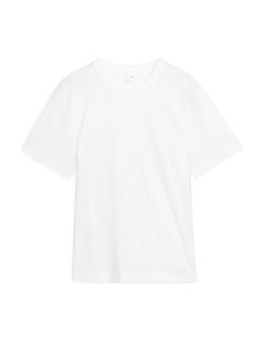 Crew-Neck T-shirt - White - Tops - ARKET WW Classic T-shirt With Ribbed Neckline For Summer, Classic White Stretch T-shirt, Classic Stretch T-shirt For Everyday, Classic Everyday Stretch T-shirt, White T-shirt With Ribbed Neckline And Relaxed Fit, Classic White T-shirt With Ribbed Neckline, Everyday White Stretch T-shirt, White T-shirt With Ribbed Neckline For Everyday, Simple White Stretch T-shirt