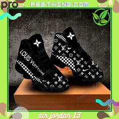 Contact us: contact@profxnz.com if you need assistance - Product Infomation: Louis vuitton luxury sparkling black background with white light louis vuitton logo Air Jordan 13 Sneakers Gifts For Men Women Full Size Shoes For FansThis is Shoes Air Jordan 13 Custom Print On Demand. Best shoes gifts for men women with full size+ Style: Air Jordan 13.+ Upper skin can print patterns.+ Hidden laces perforated webbing morder beautiful and firm.+ Shoes constructed with rubber sole wear-resistant and anti Designer Sneaker, Louis Vuitton Luxury, Louis Vuitton Logo, Printed Shoes, Jordan 13 Shoes, Monsieur Madame, Popular Sneakers, Air Jordan Sneakers, Shoes Air