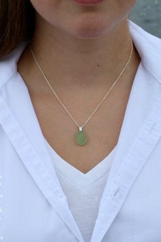 Sea Glass Necklace | Beach Glass Necklace | Sea Glass Jewelry | Simple Sea Glass Necklace | Sterling Seaglass Jewelry Aesthetic, Sea Glass Necklace Diy, Sea Glass Necklaces, Sea Glass Round Necklace As Gift, Round Sea Glass Necklace As A Gift, Round Sea Glass Necklace For Gift, Glass Necklaces For Beach, Beach Glass Necklaces, Sea Glass Jewellery