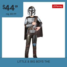 Prepare for out of this world action when you wear a costume designed from star wars the Mandalorian. The high-quality qualux outfit comes straight from the designs seen in star wars and includes everything you need to transform yourself. If your costume ever gets stained be sure to hand wash with cold water by hand. The brown, printed padded polyester star wars costume from the tv show is just what you need to showcase your own unique style!Character: Star WarsBase Material: 100% PolyesterCare… Transform Yourself, Style Character, Star Wars Costumes, Star Wars The Mandalorian, The Mandalorian, Out Of This World, Costume Design, Big Boys, This World