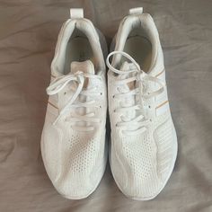 White And Gold Used Condition No Odor. Size 7.5 I Am Sure With A Soft Scrub They’d Look Brand New. Comfortable White Lace-up Running Shoes, Comfortable White Running Shoes With Laces, Casual White Running Shoes With Laces, Comfortable White Low-top Running Shoes, Comfortable Slip-on White Running Shoes, White Adidas Running Shoes In Synthetic Material, White Adidas Running Shoes With Synthetic Material, White Adidas Running Shoes In Synthetic, White Adidas Synthetic Running Shoes