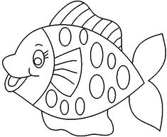 a black and white image of a fish with dots on it's face, outlined in