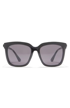 A large, oversized pair of square shaped sunnies add edginess to any outfit. 54-19-145mm (eye-bridge-temple) 100% UV protection Plastic lens Plastic frame Imported Eyewear Sunglasses, Black Grey, Square Sunglasses, Uv Protection, Sunglasses Accessories, Nordstrom Rack, Sunnies, Square Sunglass, Temple