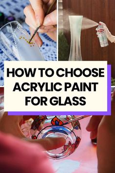 Learn if you can use acrylic paint on glass and make it stick permanently with my top acrylic paints for glass and quick how-to guide Painting Glassware Acrylic, How To Paint Stained Glass Effect, Stained Glass Bottle Painting, How To Make Glass Paint, Best Glass Paint, Painting On The Glass Ideas, How To Paint On Glassware, Best Paint For Glass Diy Projects, Painting On Glass Vases Ideas