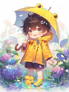 Anime Child, Anime People, Chibi Drawings, Rainy Day Outfit, Cute Chibi, A Cartoon, Clay Tutorials, Studio Ghibli, Anime Chibi