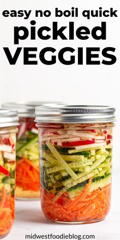 pickled veggies in jars with text overlay