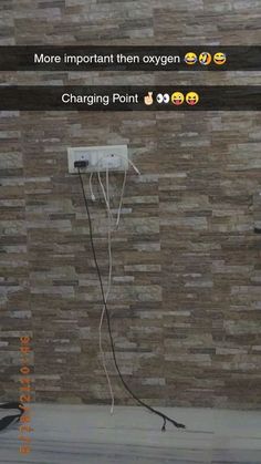 an electrical device is plugged into a wall with the words more important than oxygen charging point