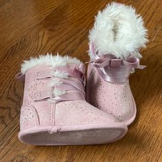 Koala Baby Size 1 Pink Suede Booties , Never Worn Cute Pink Booties For First Birthday, Pink Round Toe Booties For First Birthday, Cute Pink First Birthday Booties, Cute Closed Toe Booties For First Birthday, Cute Boots With Soft Sole And Closed Toe, Koala Kids, Koala Baby, Baby Walker, Pink Suede