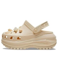 (WMNS) Crocs Mega Crush Shell and Pealrs Clogs 'Beige' 209287 Croc Aesthetic, Crocs Mega Crush, Shells And Pearls, Jimmy Buffet, Swag Shoes, Mocha, Aesthetic Clothes, Clogs, Shells