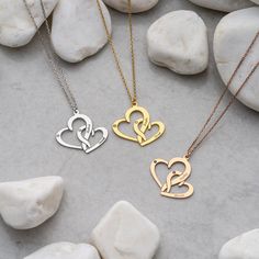 ♥ Intertwined Heart Necklace ♥ H O W ∙ T O ∙ O R D E R 1- Select your preferred Finish from the menu. 2- Choose your necklace length. 3- Write the Names with corresponding Birthstones you want on your necklace. PRODUCT ∙ DETAILS * Heart Dimension is 22.50 mm by 21.50mm * Chain sizes range from 14-22 inches * Font name: Script Mt Bold * Maximum 3 Names, 10 Letters Max Each W H Y ∙ CHOOSE ∙ THIS ∙ GLAMORISTIC ∙ NECKLACE? * Designed with unique and delicate style * Meticulously crafted with your ch Friendship Necklace With Heart Pendant And Charm, Double Heart Charm Necklace For Friendship, Engraved Necklaces For Friendship, Heart Pendant Charm Necklaces For Friendship And Valentine's Day, Heart Pendant Charm Necklaces For Valentine's Day, Friendship Necklace With Heart Pendant, Customized Jewelry For Friendship On Valentine's Day, Customized Jewelry For Valentine's Day Friendship, Heart-shaped Friendship Necklaces With Adjustable Chain