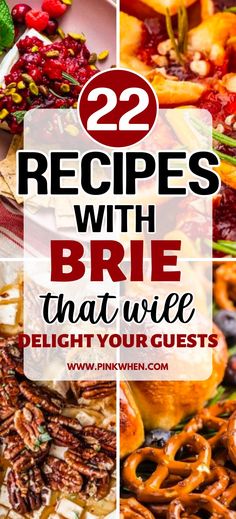 the words 22 recipes with brie that are delight your guests on top and bottom