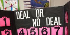 a black and pink sign that says deal or no deal