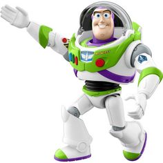 buzz lightyear from toy story flying through the air with his arms out and hands in the air