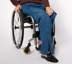 Cozy jeans are a thing, right? They are now! But these soft-to-the-touch jeans aren't just all about comfort. A seam runs down the front of each leg, ending with an overlap slit at the hem, giving the classic design fashion-forward style. From Denim & Co.® Fashions. Wheelchair, Design Fashion, A Thing, Classic Design, Fashion Forward, Pants, Fashion Design, Design, Trousers