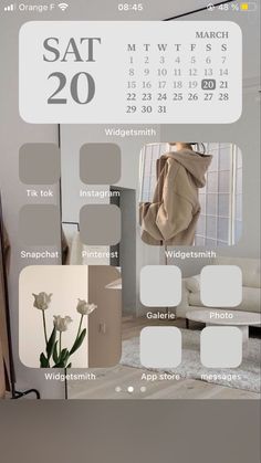 an image of a calendar on the wall with photos and text below it that says sat 20