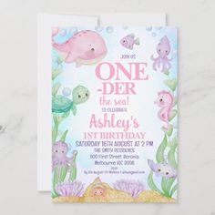 an under the sea birthday party card