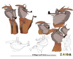 the concept art for an animated movie character