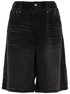 black lyocell mid-rise elasticated waistband belt loops front button and zip fastening classic five pockets straight hem Denim Shorts Black, Boyfriend Denim, Water Consumption, Harmful Chemicals, Environmental Impact, Shorts Black, Black Denim Shorts, Production Process, Chemicals