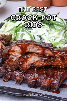 the best crock pot ribs with coleslaw and lettuce