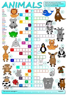 an animal crossword puzzle for kids