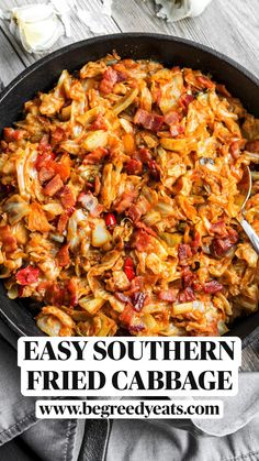 an easy southern fried cabbage recipe in a skillet